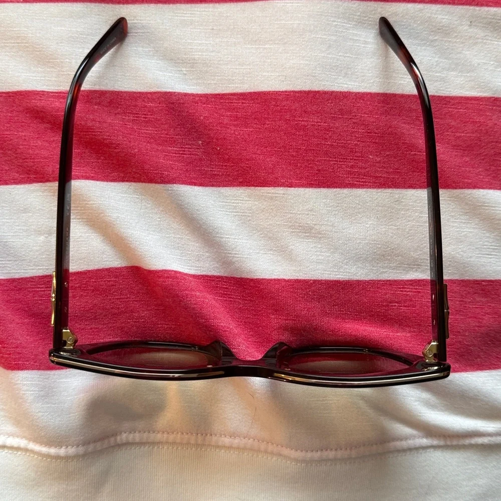 Longchamp 518 Red Havana Tortoiseshell Cat Eye Sunglasses,Gold Temple Accent NIC